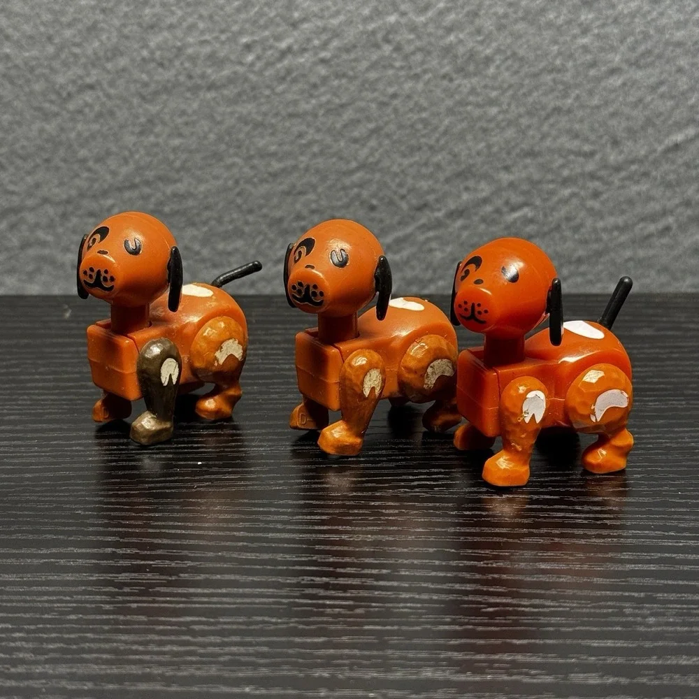 Lot Of 3 Vintage 1967 Fisher Price FAMILY FARM #915 Little People BROWN DOG